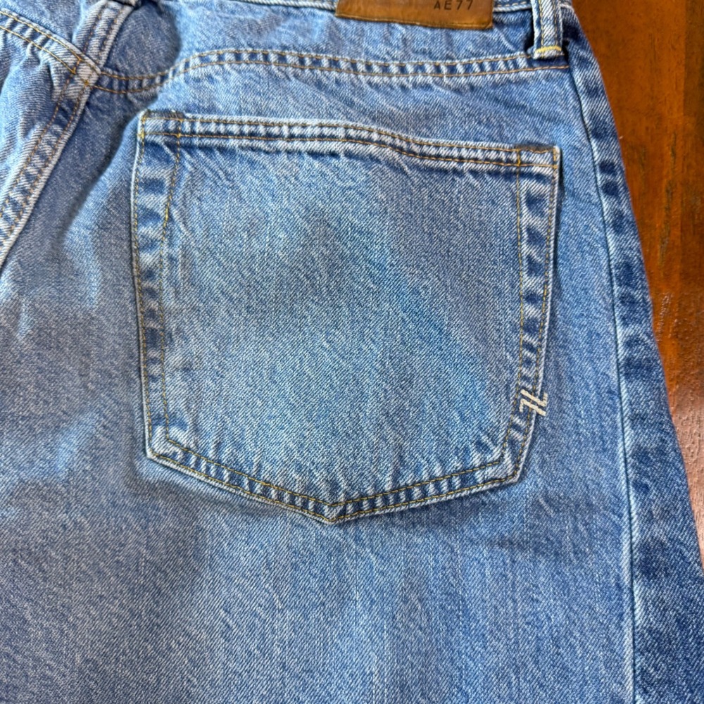 AE77 New York Wide Leg Light Wash Organic Cotton Jeans Size 28 Short - Picture 13 of 14